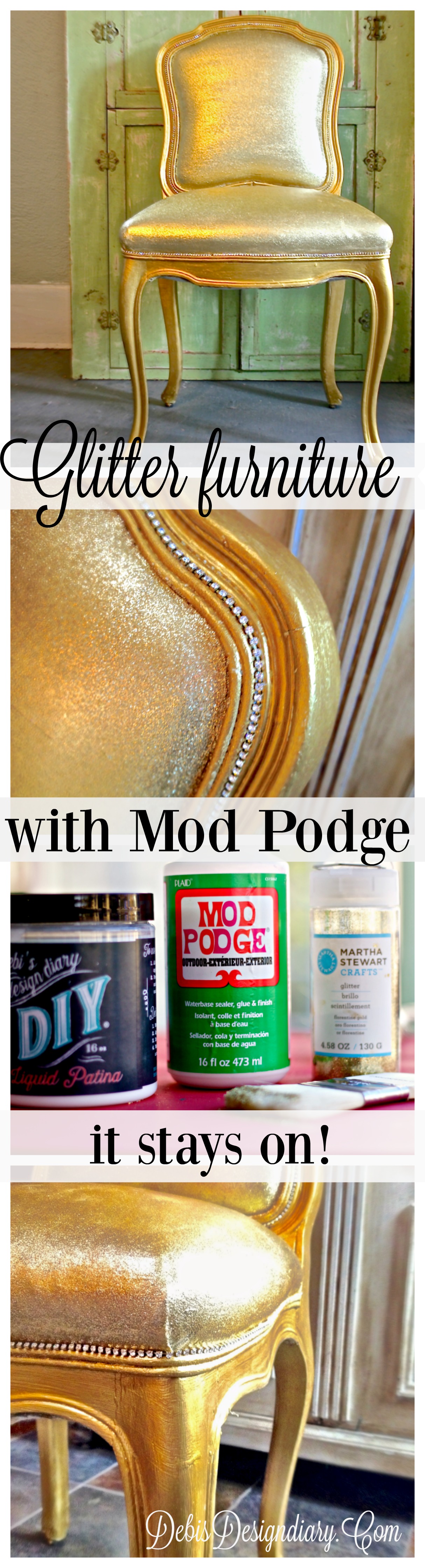 How to glitter upholstery without cracking or glitter rubbing off with Mod Podge
