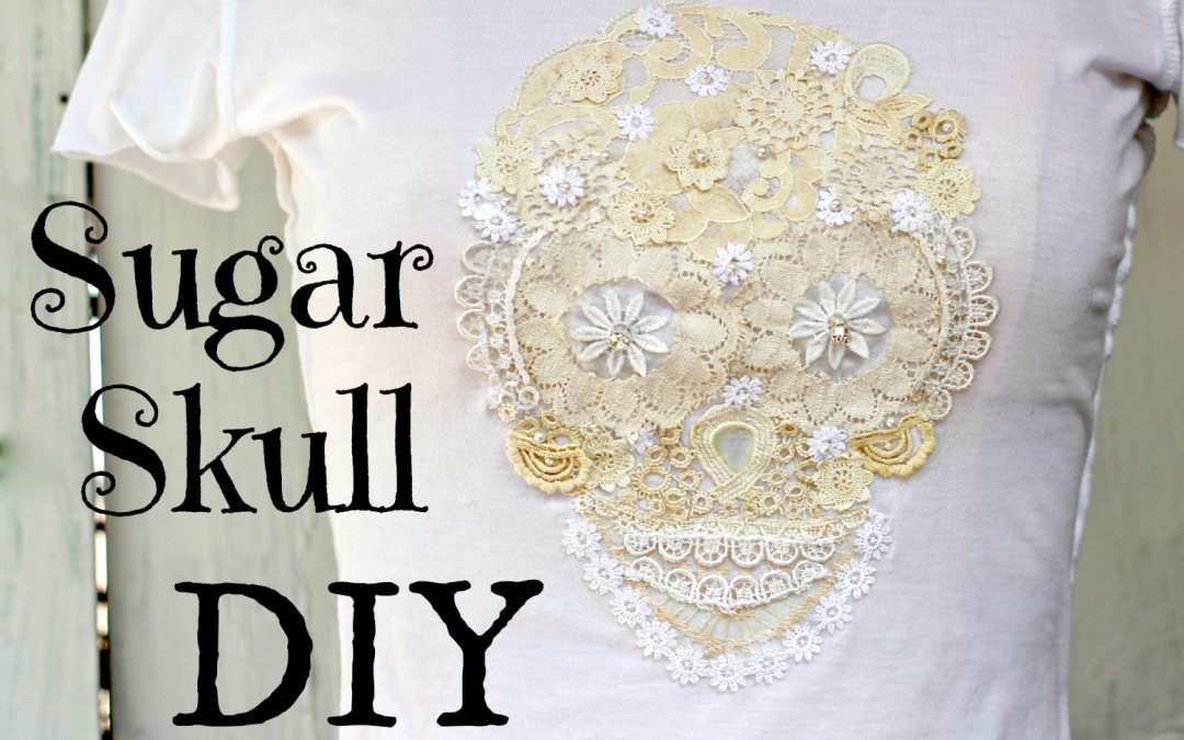 Sugar Skull from Vintage Lace, for T-shirts, pillows and more!