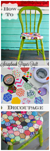 how to scrap paper quilt decoupage on furniture